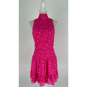 Eliza J Womens Pink Polka Dot Sleeveless Mini Dress Tiered Side Zip Size 6